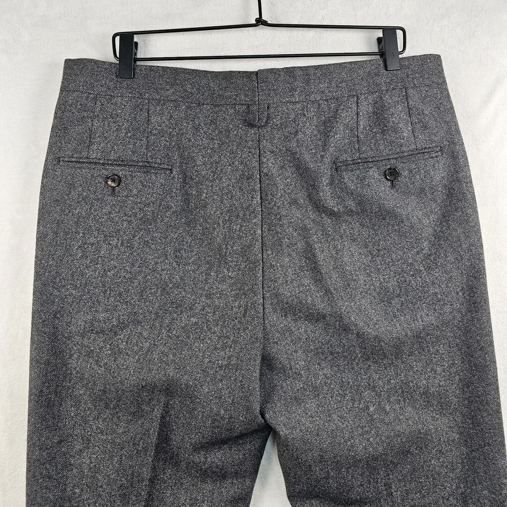 Brooks Brothers Black Fleece Trousers Men BB3 36x27 Flannel Wool USA Herringbone